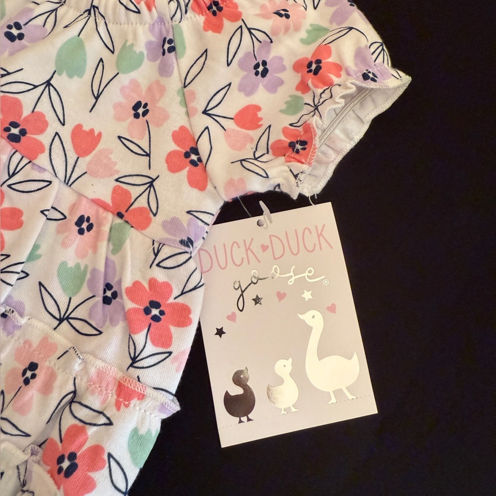 Duck Duck Baby Floral Dress Romper with Bow headband Bodysuit Size 6-9Months NWT - Picture 6 of 7